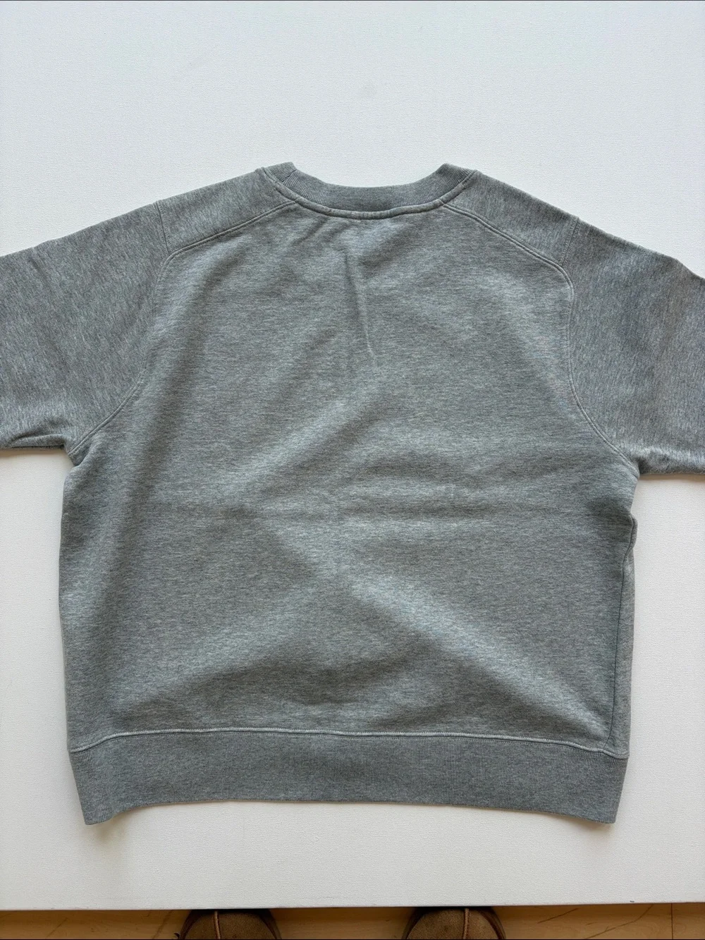 J.Crew Short-Sleeve Crewneck Sweatshirt in Cotton Terry-NWT- Grey-Size Large